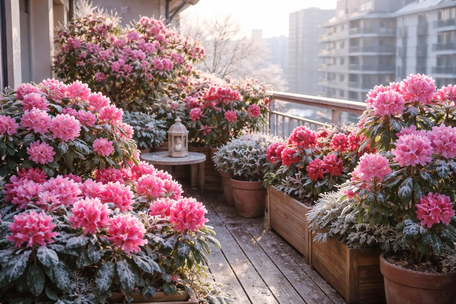 découvrez comment les rhododendrons simsii résistants au gel peuvent métamorphoser votre balcon en un charmant espace vert, même en hiver.
