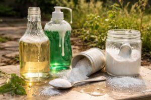 découvrez les erreurs courantes à éviter lors du dosage d'un désherbant naturel à base de vinaigre, sel, produit vaisselle et bicarbonate pour un jardin sain et écologique.