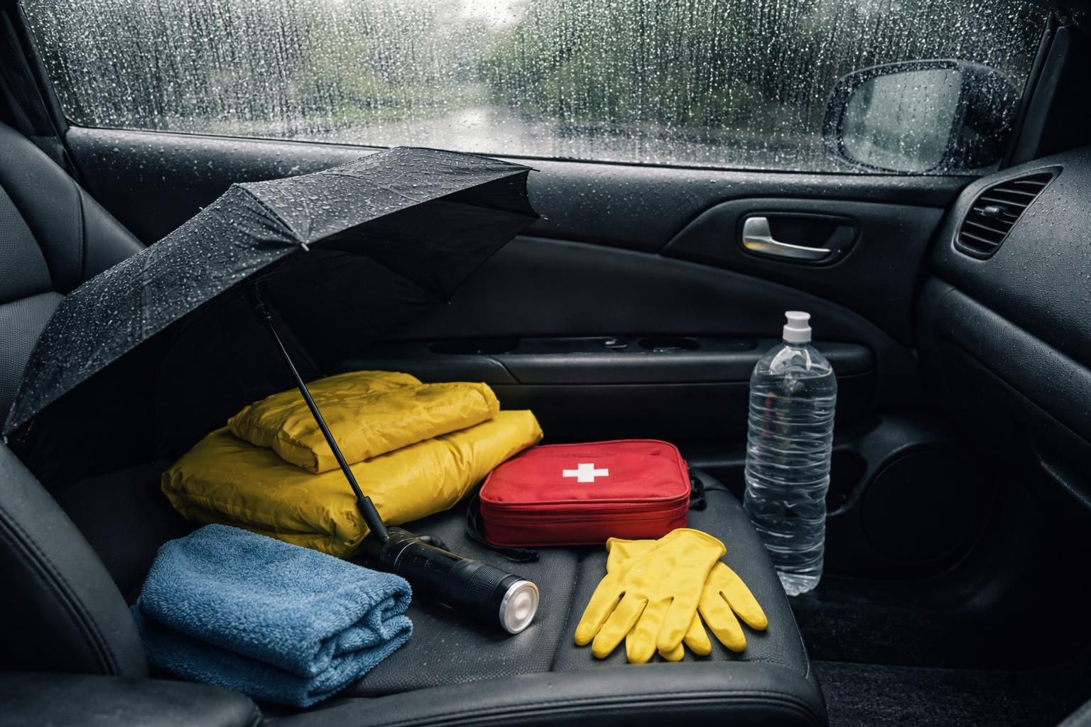 découvrez les indispensables à garder dans votre voiture pour affronter une pluie soudaine en toute sécurité et sérénité.