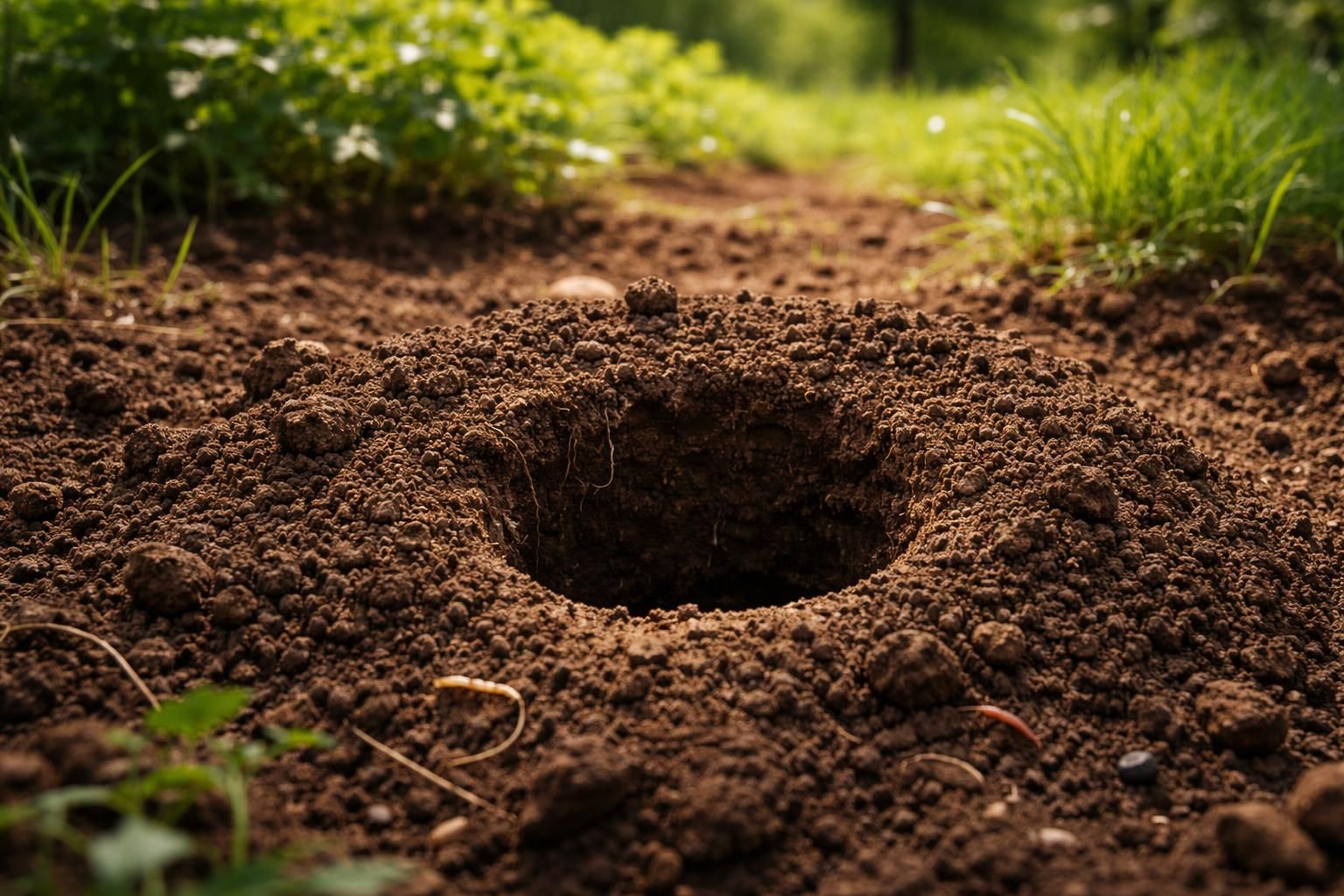 découvrez comment évaluer la santé de votre sol en observant un petit monticule de terre avec un trou, un indicateur naturel essentiel pour jardiniers et agriculteurs.