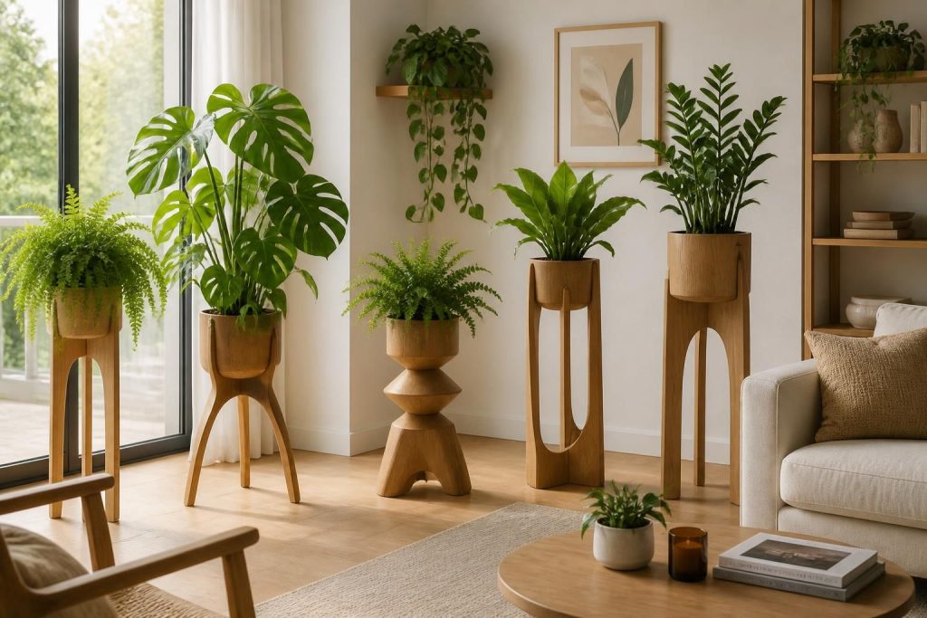 découvrez comment transformer votre salon grâce à des porte-plantes en bois sur pied uniques, alliant élégance naturelle et fonctionnalité pour sublimer votre décoration intérieure.