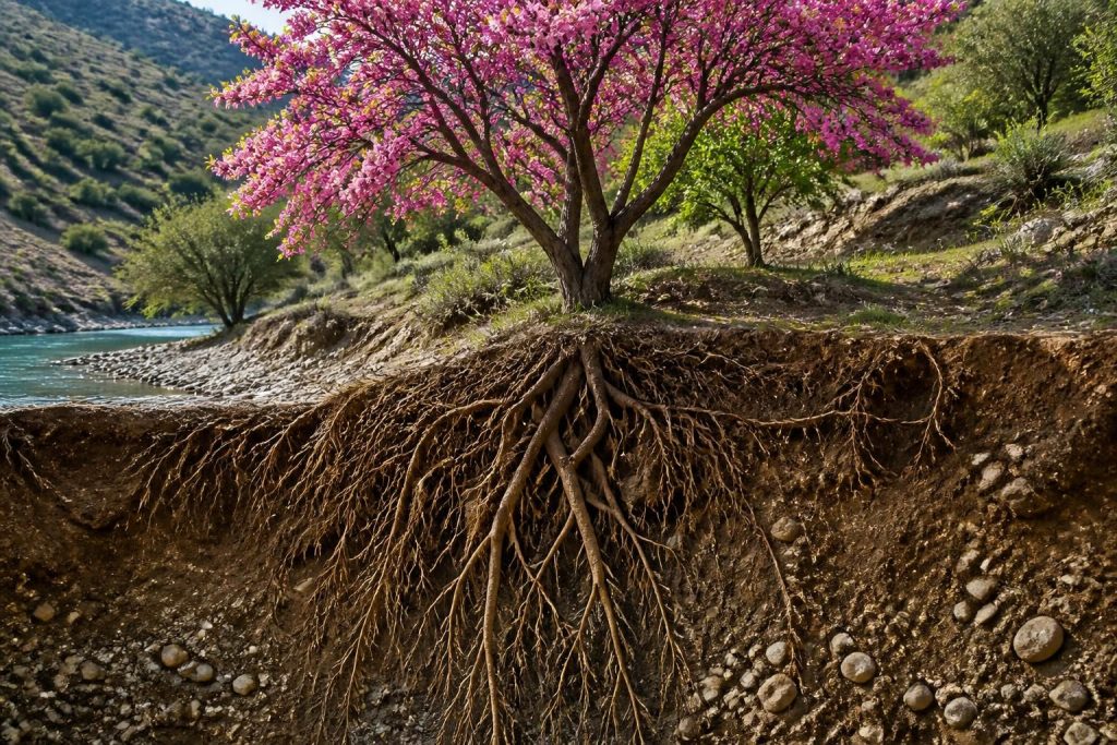 découvrez comment la profondeur exceptionnelle des racines de l'arbre de judée contribue efficacement à la lutte contre l'érosion des sols.
